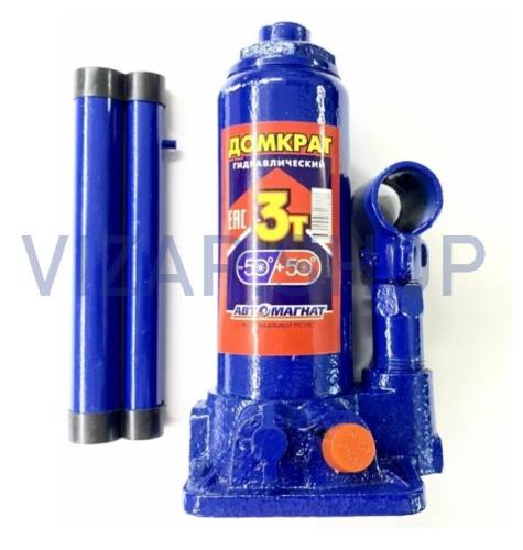 Домкрат 3 т. AM-13-PB-002 (TUV) - Домкрат гидравлический  3т. (1-но плунжерный) "АвтоМагнат" (Мин.168 мм, Мах: 318мм) с клапаном
