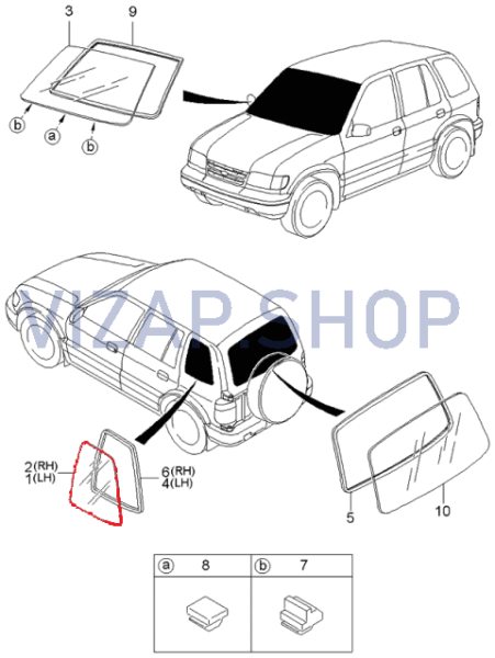 0K01963951A - Стекло багажника KIA SPORTAGE (1994-2004) боковое левое