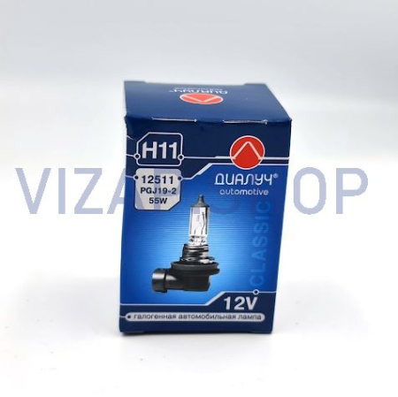 12511 BLUE 12V - Автолампа H11 12Vх55W АКГ голубая "ДИАЛУЧ"